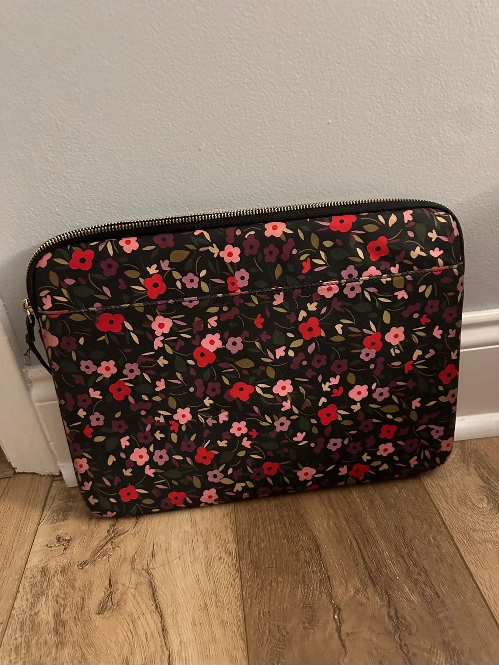 Kate Spade Black Floral Laptop Sleeve - Pink & Red Flower Print